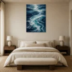 Serene Blue Ocean Currents Wall Art Canvas Print showcased in an elegant minimalist interior