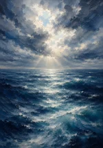 Luminous Open Sea Ocean Wall Art Canvas Print