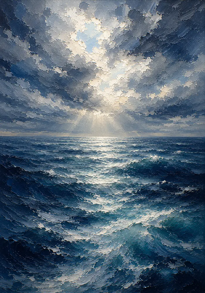 Luminous Open Sea Ocean Wall Art Canvas Print