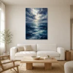 Luminous Open Sea Ocean Wall Art Canvas Print styled in a refined neutral interior