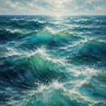 Emerald Blue Ocean Swells Wall Art Canvas Print