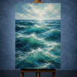 Emerald Blue Ocean Swells Wall Art Canvas Print - Image 2