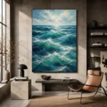 Emerald Blue Ocean Swells Wall Art Canvas Print - Image 3