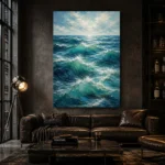 Emerald Blue Ocean Swells Wall Art Canvas Print - Image 4