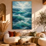 Emerald Blue Ocean Swells Wall Art Canvas Print - Image 8