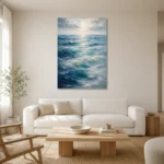 Tranquil Layered Ocean Wall Art Canvas Print styled in a refined neutral interior
