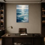 Tranquil Layered Ocean Wall Art Canvas Print displayed in a contemporary gallery-inspired room