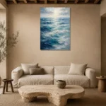 Tranquil Layered Ocean Wall Art Canvas Print presented in a sophisticated home setting