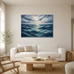 Luminous Horizon Ocean Wall Art Canvas Print styled in a refined neutral interior