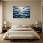 Luminous Horizon Ocean Wall Art Canvas Print showcased in an elegant minimalist interior
