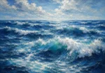 Sapphire Ocean Swells Wall Art Canvas Print