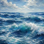 Sapphire Ocean Swells Wall Art Canvas Print