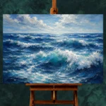 Sapphire Ocean Swells Wall Art Canvas Print - Image 2