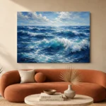 Sapphire Ocean Swells Wall Art Canvas Print - Image 3