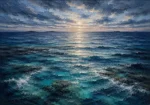 Twilight Ocean Horizon Wall Art Canvas Print