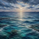 Twilight Ocean Horizon Wall Art Canvas Print