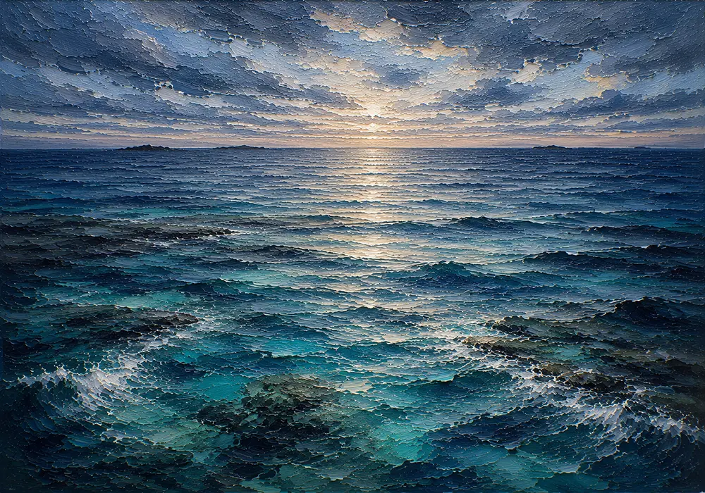 Twilight Ocean Horizon Wall Art Canvas Print