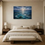 Twilight Ocean Horizon Wall Art Canvas Print showcased in an elegant minimalist interior