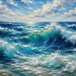 Sunlit Cresting Ocean Waves Wall Art Canvas Print