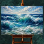 Sunlit Cresting Ocean Waves Wall Art Canvas Print - Image 2