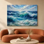 Sunlit Cresting Ocean Waves Wall Art Canvas Print - Image 3
