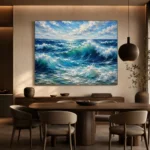 Sunlit Cresting Ocean Waves Wall Art Canvas Print - Image 4
