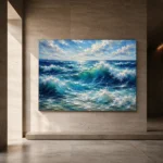 Sunlit Cresting Ocean Waves Wall Art Canvas Print - Image 5