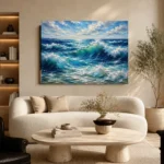 Sunlit Cresting Ocean Waves Wall Art Canvas Print - Image 6