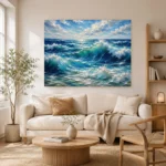 Sunlit Cresting Ocean Waves Wall Art Canvas Print - Image 7
