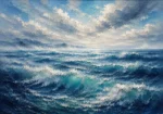 Misty Ocean Panorama Wall Art Canvas Print