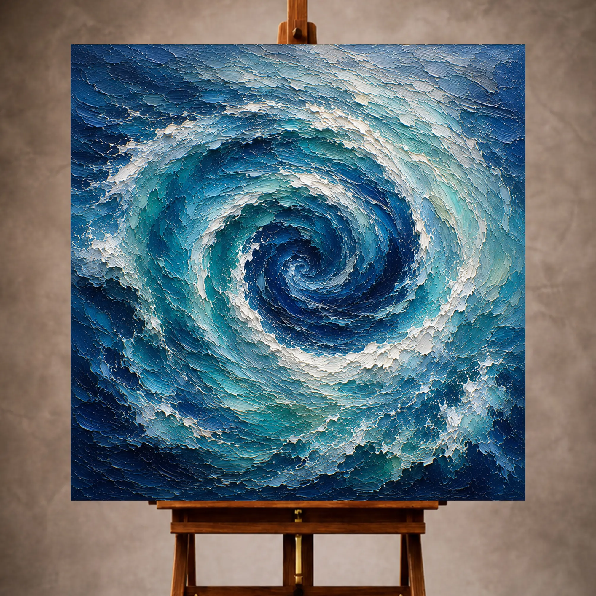 Premium Wall Art Kare Html Edition – SEAWALL031 Image 1 Sapphire blue Ocean Wall Art print featuring concentric ocean currents swirling through deep waters for elegant interiors