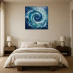 Sapphire Ocean Currents Wall Art Canvas Print showcased in an elegant minimalist interior