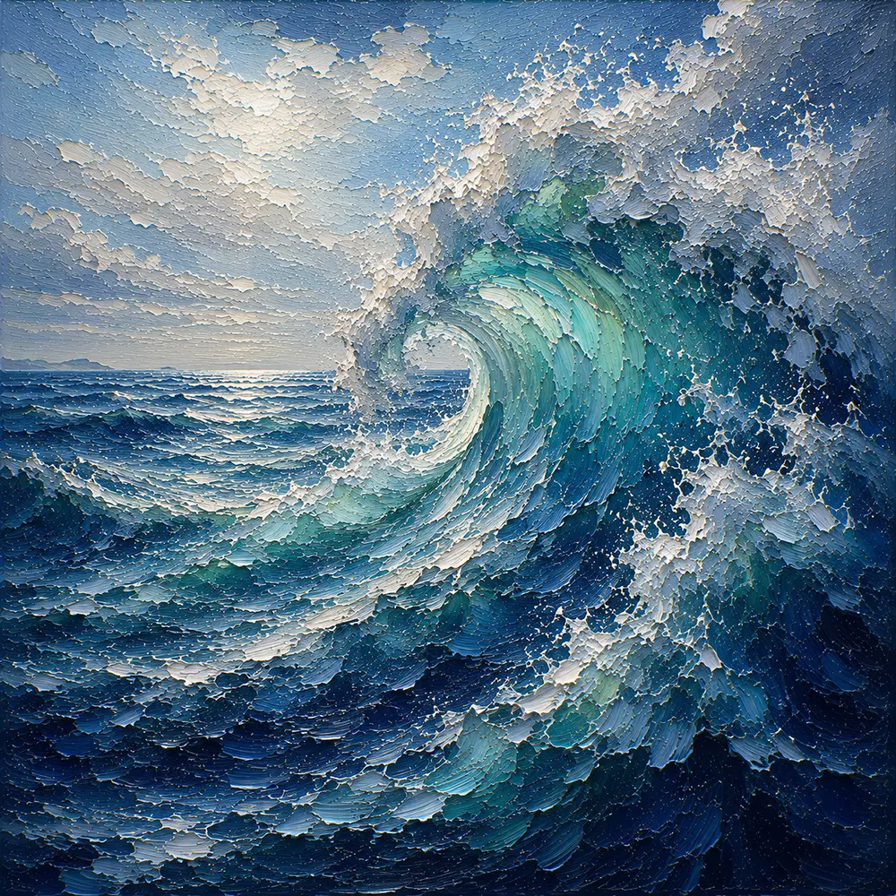 Cobalt Cresting Wave Ocean Wall Art Canvas Print