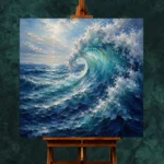 Cobalt Cresting Wave Ocean Wall Art Canvas Print - Image 2