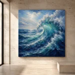 Cobalt Cresting Wave Ocean Wall Art Canvas Print - Image 3