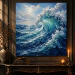 Cobalt Cresting Wave Ocean Wall Art Canvas Print - Image 4