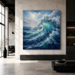 Cobalt Cresting Wave Ocean Wall Art Canvas Print - Image 5