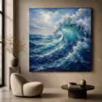 Cobalt Cresting Wave Ocean Wall Art Canvas Print - Image 6