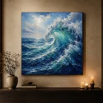 Cobalt Cresting Wave Ocean Wall Art Canvas Print - Image 7