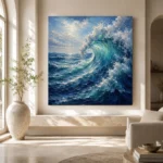 Cobalt Cresting Wave Ocean Wall Art Canvas Print - Image 8