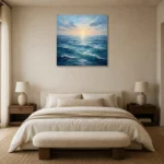Luminous Dawn Ocean Wall Art Canvas Print showcased in an elegant minimalist interior
