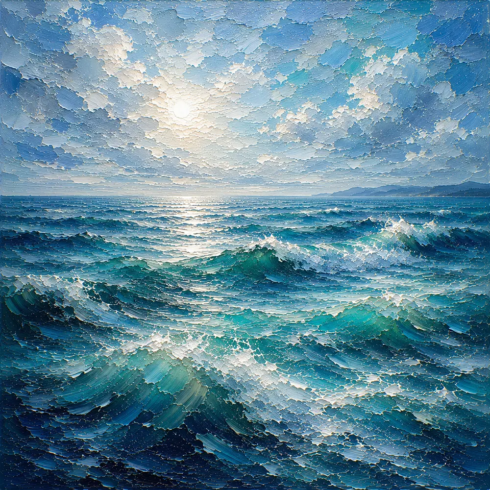 Emerald Blue Ocean Waves Wall Art Canvas Print