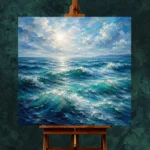 Emerald Blue Ocean Waves Wall Art Canvas Print - Image 2