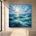Emerald Blue Ocean Waves Wall Art Canvas Print - Image 3