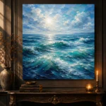 Emerald Blue Ocean Waves Wall Art Canvas Print - Image 4