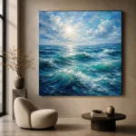 Emerald Blue Ocean Waves Wall Art Canvas Print - Image 6