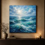 Emerald Blue Ocean Waves Wall Art Canvas Print - Image 7