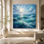 Emerald Blue Ocean Waves Wall Art Canvas Print - Image 8
