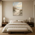 Serene Coastal Dunes Beach Wall Art Canvas Print showcased in an elegant minimalist interior