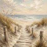 Timeless Coastal Boardwalk Beach Wall Art Canvas Print